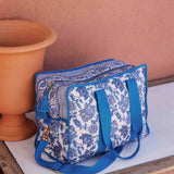 Organic Cotton Travel Bag - Blue Lobelia Garden