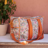 Sac de voyage en coton bio - Crème Dolce Flowers