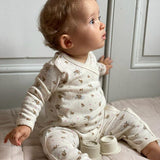 بذلة طويلة لحديثي الولادة للأطفال - PLUIE DE FLEUR YELLOW