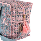 حقيبة سفر من القطن العضوي - أزرق مخضر حديقة عدن