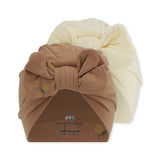 Lot de 2 bonnets pour tout-petits en coton biologique - MARRON CITRON/VANILLE