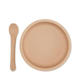 Ensemble assiette et cuillère en silicone - ROSE SAND