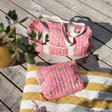 Organic cotton diaper bag - STRAWBERRY BOHEMIAN HINDI