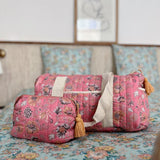 Organic cotton diaper bag - STRAWBERRY BOHEMIAN HINDI