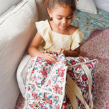 Organic cotton travel bag - CREAM INDIAN FLOWER