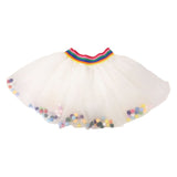 Jupe tutu blanche avec pompons colorés