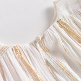 חולצה - Serena White & Gold Stripes