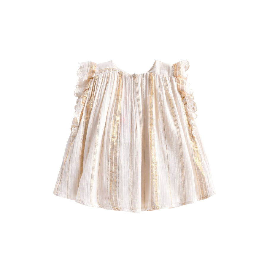שמלה - Lyka White & Gold Stripes